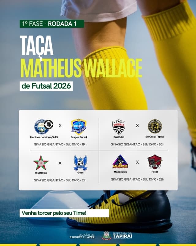 Taça Matheus Wallace de Futsal começa sábado no Gigantão